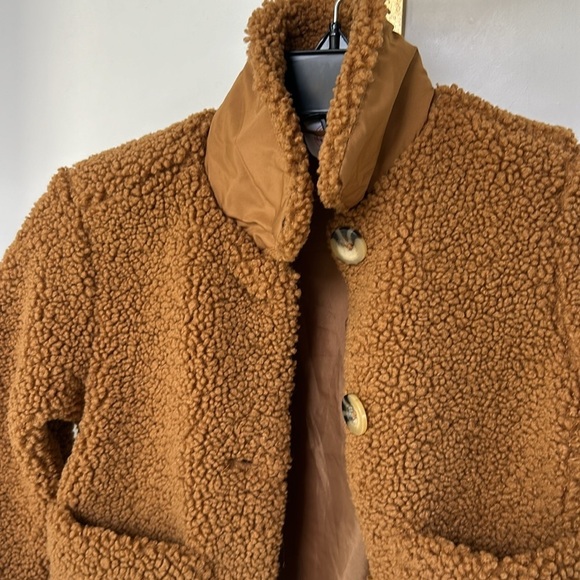 Wonder Nation Kids Brown Sherpa Teddy Button Down Coat Girls size 4-5 - Picture 10 of 11